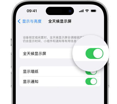 布拖苹果15预约维修分享iPhone15如何设置全天候显示屏幕可见 